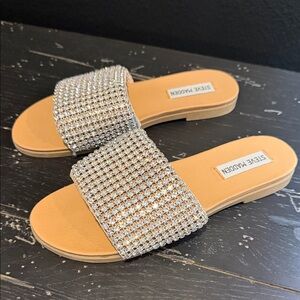 Steve Madden Sparkling Silver Slide Sandals